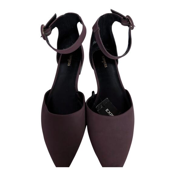Burgundy Express Block Flats With Ankle Strap 7 - Picture 6 of 13